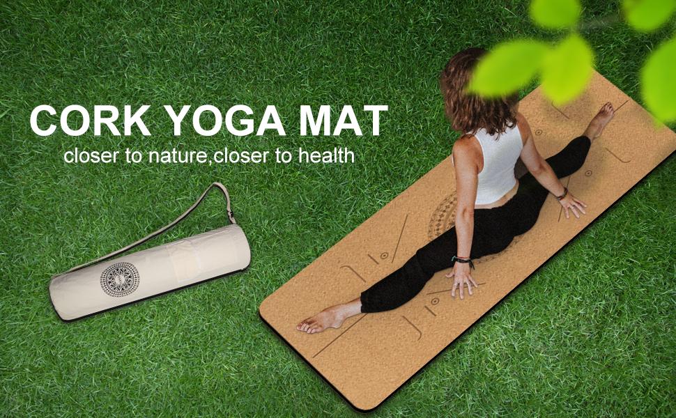 Dikke grote kurk yogamat voor dames heren 6'*4' 6 mm met canvas yogamat tas antislip milieuvriendelijk extra brede natuurlijke kurk, oefenyogamat zweet absorberen fitness voor heren dames outdoor oefeningen, pilates